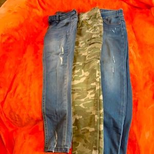 Justice jeans and camo pants